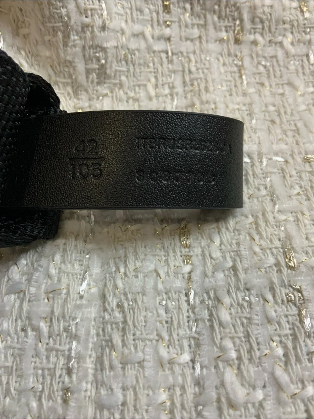 Burberry Black and White Webbing Belt with Brushed Silver Buckle
